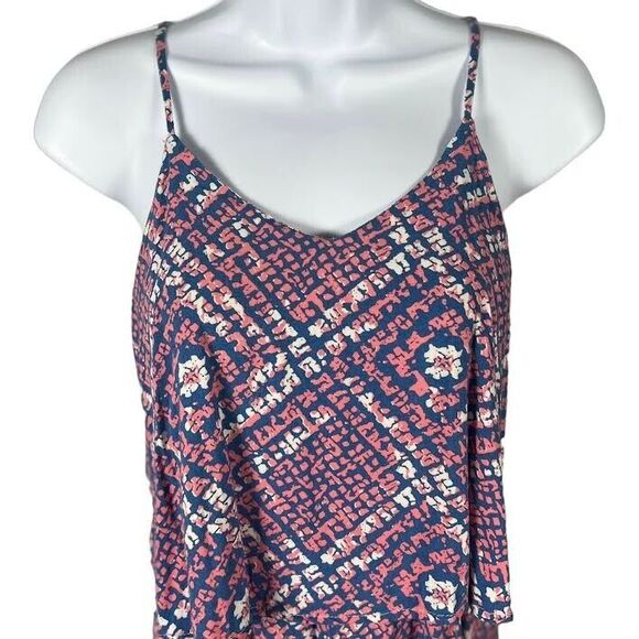 West Loop Colorful Print Two-Tier Summer Mini Sundress Blue/Pink/White S… - Picture 2 of 12